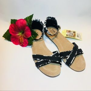 TOMS New Women’s Correa Sandals Black/White Size 9